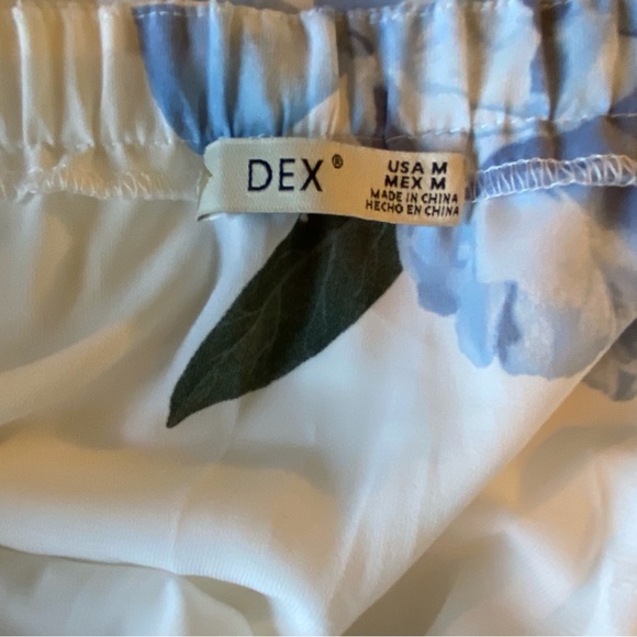 DEX Off-the-Shoulder White and Blue Floral Dress - Picture 3 of 14